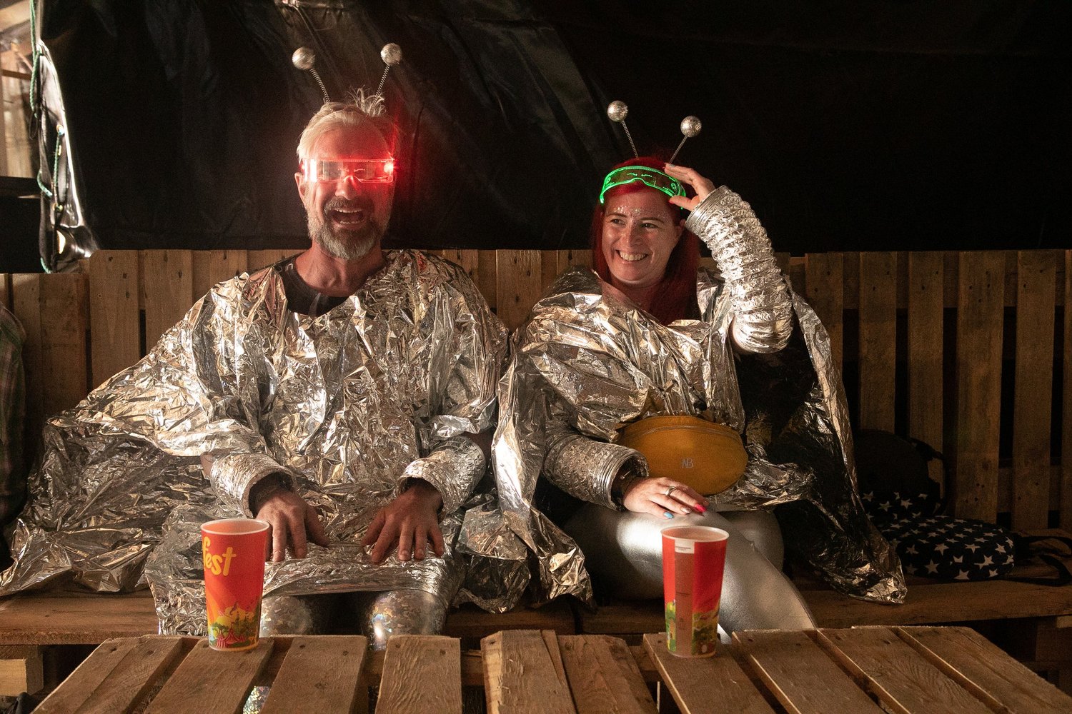 Festival-goers in intergalactic fancy dress at Solfest 2022